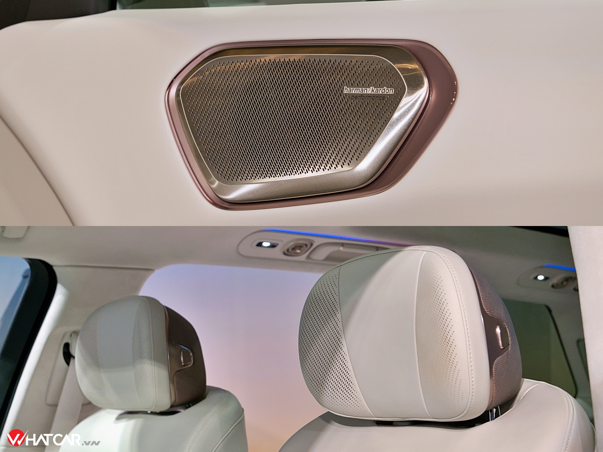 Dàn âm thanh hoành tráng Harman Kardon Performance, 31 loa, tổng công suất 2.460W thật sự đáng giá nhờ chất âm trong trẻo, tách bạch giữa các dải âm. Riêng tựa đầu ở hai hàng ghế đầu tiên tích hợp loa ẩn, tạo hiệu ứng ấn tượng hơn và tránh ảnh hưởng những người còn lại trên xe khi cần.