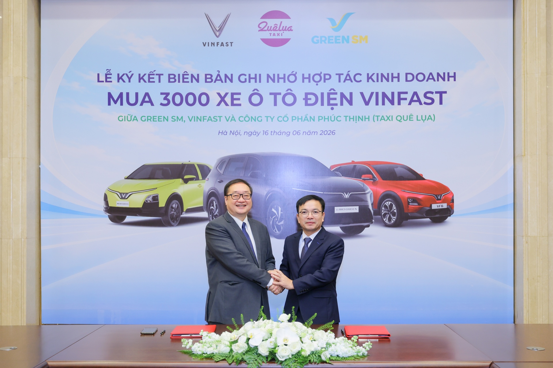 Sau khoản đầu tư mới, tổng số xe điện của Taxi Quê Lụa sẽ vượt mốc 3.000 chiếc, tiến gần hơn tới mục tiêu chuyển đổi 100% phương tiện (Ảnh: GSM).
