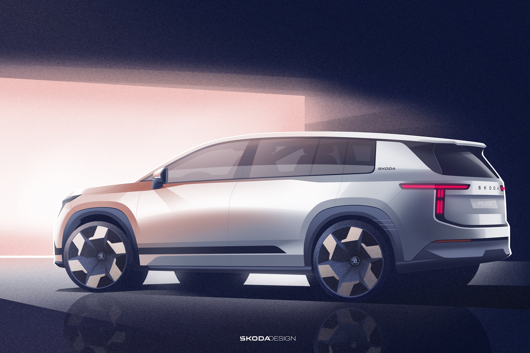 Dòng chữ "Skoda" thay thế logo nhận diện thương hiệu trên nắp ca-pô, đuôi xe và cột D (Ảnh: Skoda).