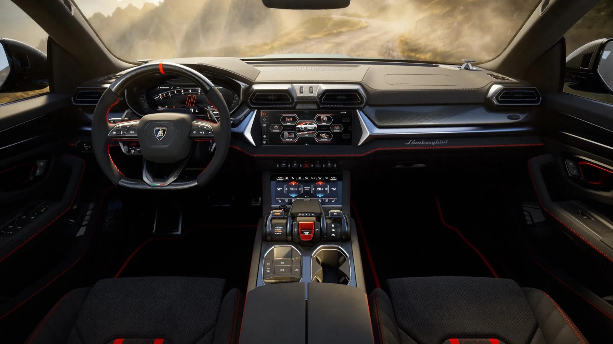 Nội thất sử dụng nhiều vật liệu Alcantara và carbon. Ảnh: Lamborghini