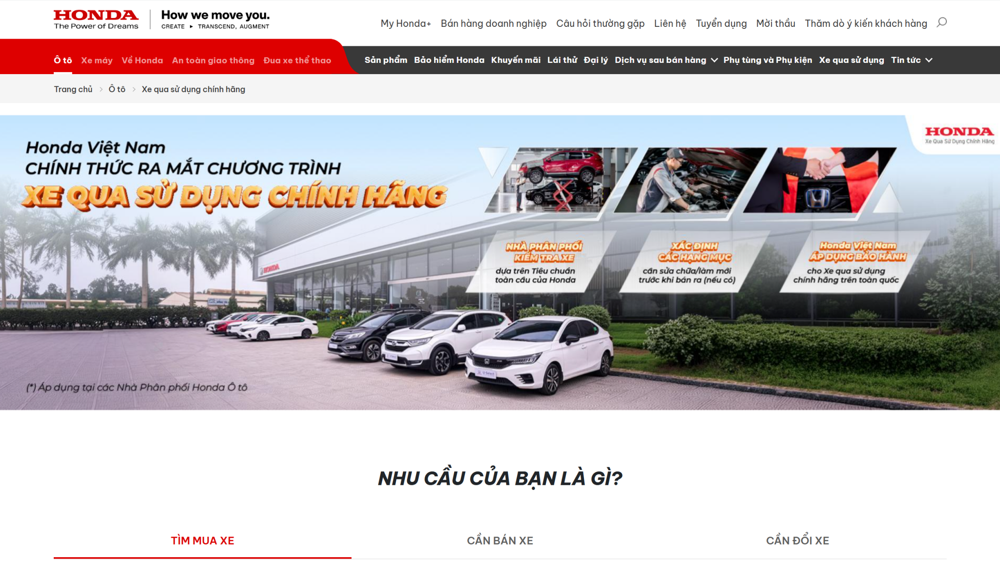 Giao diện website U-Select của Honda Việt Nam (Ảnh: HVN).