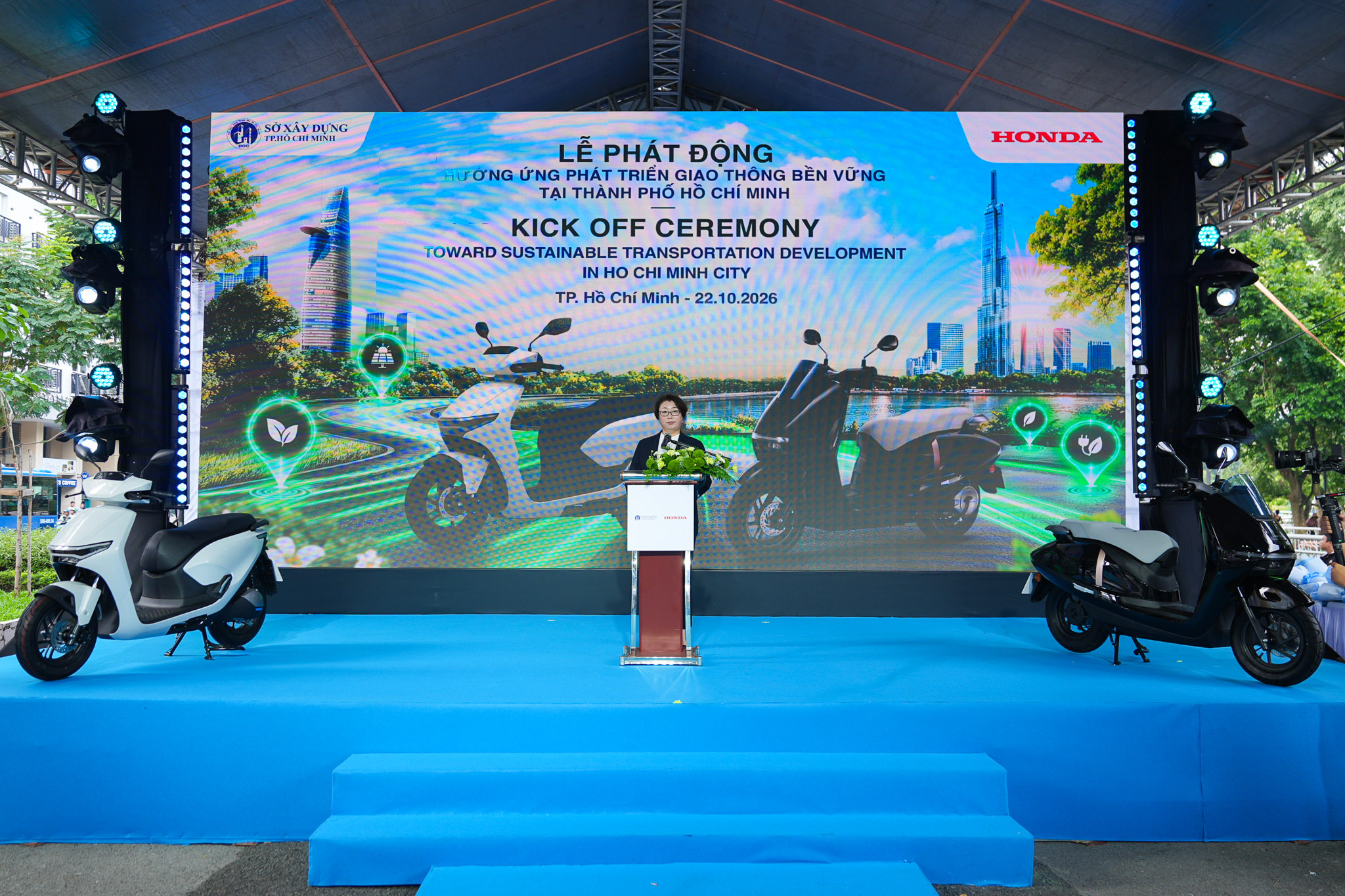 Bà Sayaka Arai - Tổng giám đốc Honda Việt Nam - phát biểu tại lễ phát động (Ảnh: HVN).